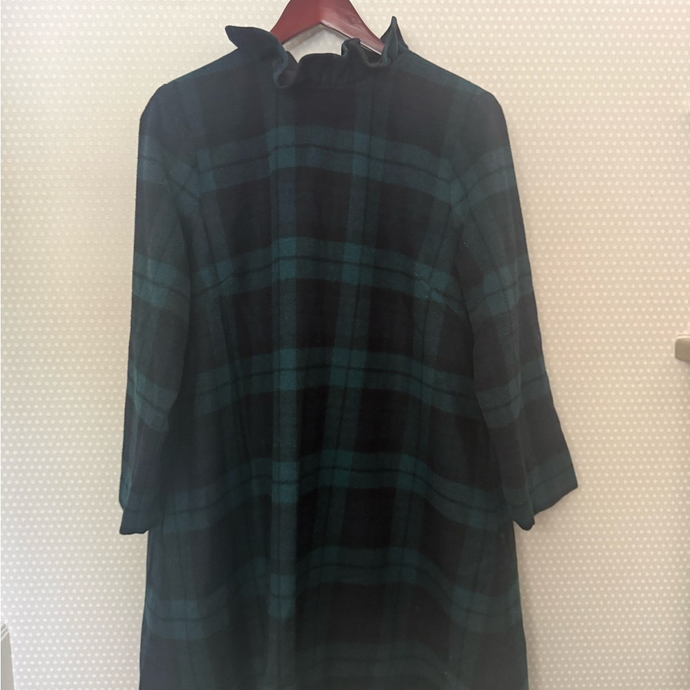 Tuckernuck Blackwash Plaid Wool Dress in Green and Black.